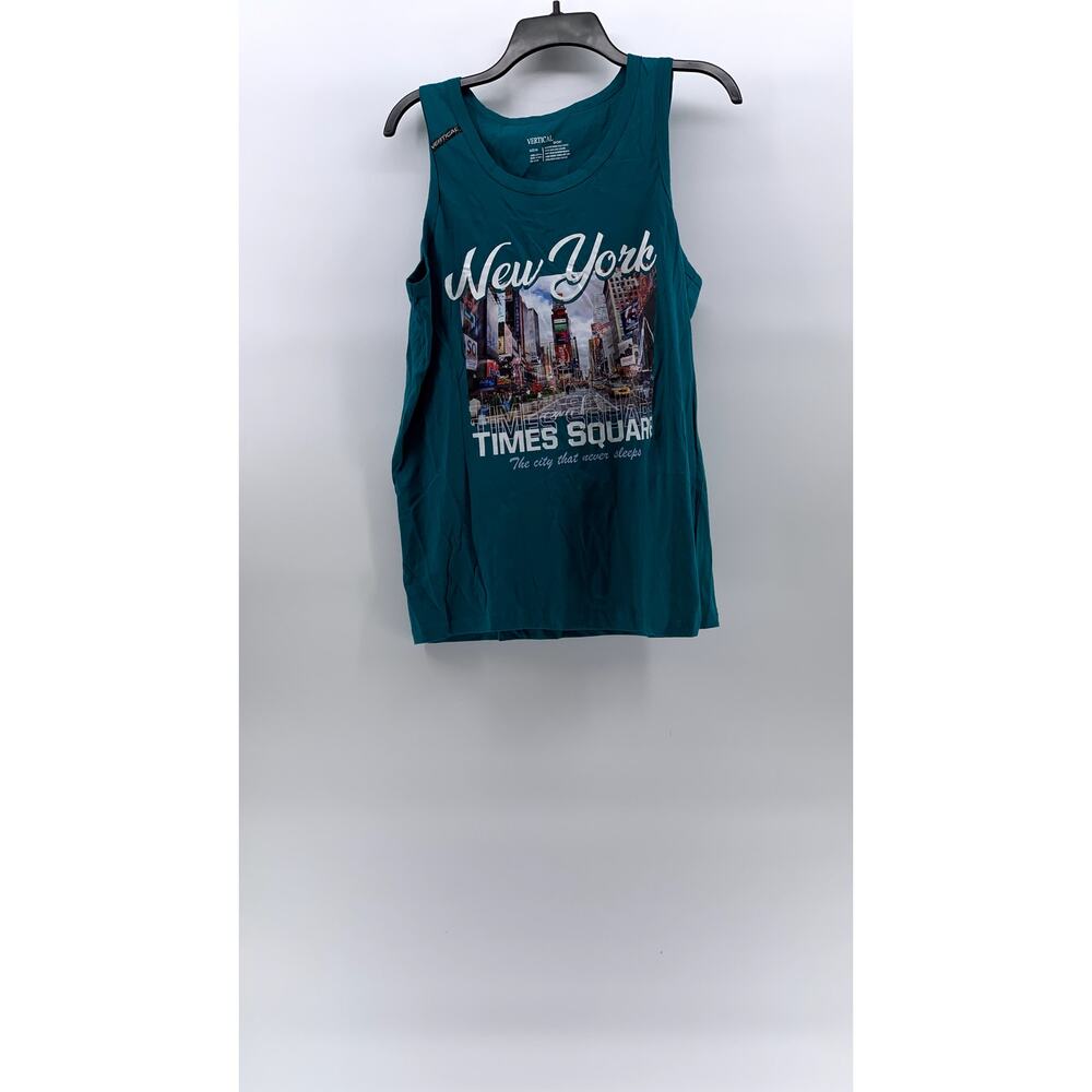VERTICAL SPORTS Men's Blue New York Times Square Graphic Scoop-Neck Tank SZ M